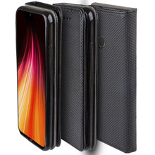 Załaduj obraz do przeglądarki galerii, Moozy Case Flip Cover for Xiaomi Redmi Note 8, Black - Smart Magnetic Flip Case with Card Holder and Stand