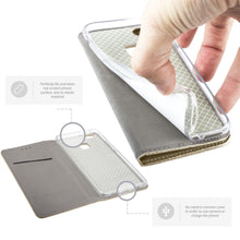 Afbeelding in Gallery-weergave laden, Moozy Case Flip Cover for Huawei P9 Lite, Gold - Smart Magnetic Flip Case with Card Holder and Stand