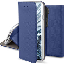 Carica l'immagine nel visualizzatore di Gallery, Moozy Case Flip Cover for Xiaomi Mi Note 10, Xiaomi Mi Note 10 Pro, Dark Blue - Smart Magnetic Flip Case with Card Holder and Stand