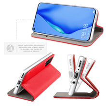 Ladda upp bild till gallerivisning, Moozy Case Flip Cover for Huawei P40 Lite, Red - Smart Magnetic Flip Case with Card Holder and Stand