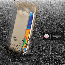 Ladda upp bild till gallerivisning, Moozy Case Flip Cover for Huawei P30 Lite, Gold - Smart Magnetic Flip Case with Card Holder and Stand