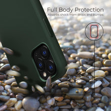 Afbeelding in Gallery-weergave laden, Moozy Lifestyle. Silicone Case for iPhone 13 Pro, Dark Green - Liquid Silicone Lightweight Cover with Matte Finish