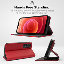 Cargar imagen en el visor de la galería, Moozy Case Flip Cover for Samsung A13 4G, Red - Smart Magnetic Flip Case Flip Folio Wallet Case with Card Holder and Stand, Credit Card Slots, Kickstand Function