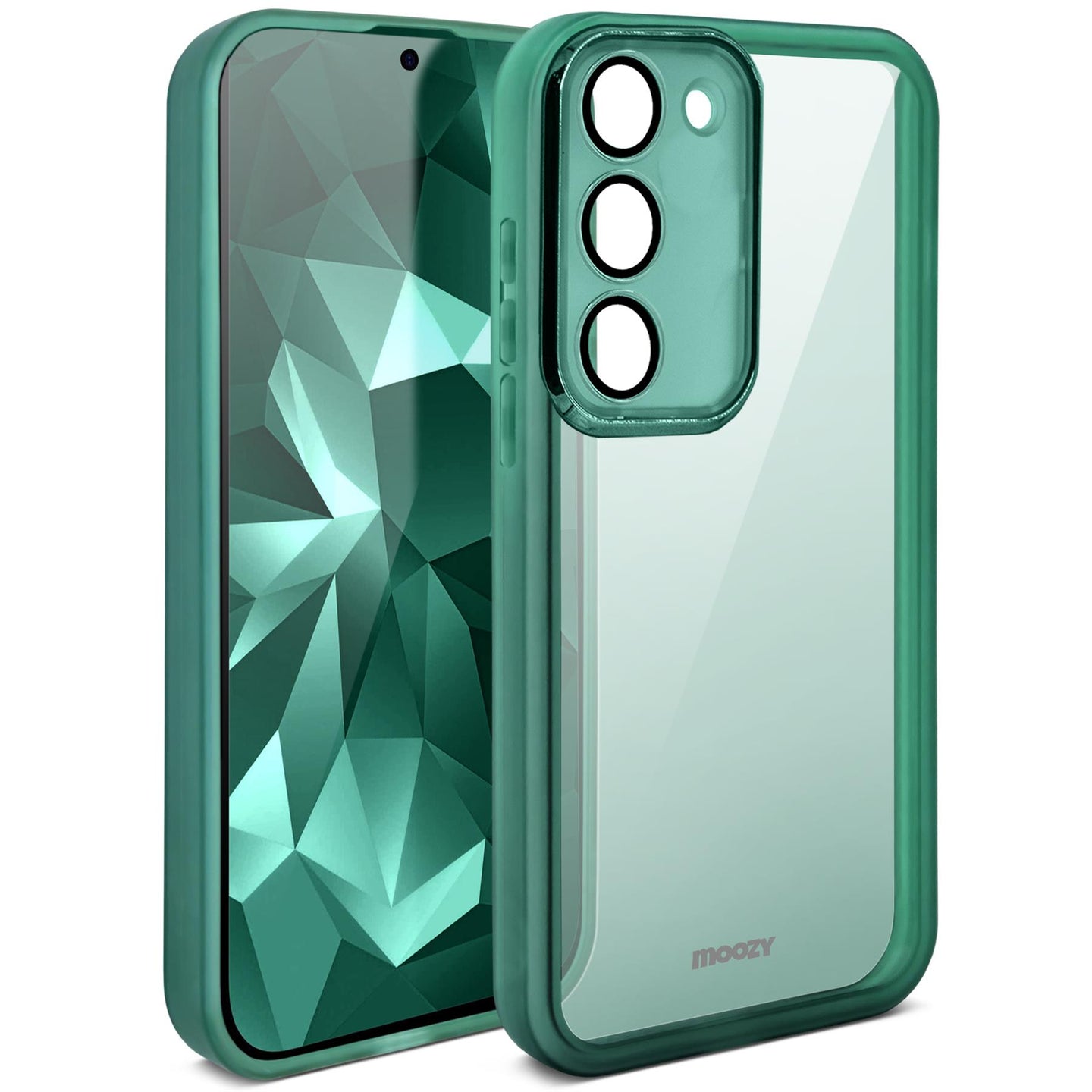 Moozy LumiCase Phone case for samsung S23 Transparent, Case for samsung s23 shockproof, TPU Cover for galaxy s23 with Camera Lens Protector, Case for samsung galaxy s23, Green