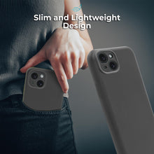 Carica l&#39;immagine nel visualizzatore di Gallery, Moozy Lifestyle. Silicone Phone Case for iPhone 15, 6.1-inch, Liquid Silicone Lightweight  Cover for iphone 15 with Matte Finish and Soft Microfiber Lining, Premium shockproof Case, Dark Grey
