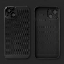 Afbeelding in Gallery-weergave laden, Moozy VentiGuard Phone Case for iPhone 15, Black, 6.1-inch - Breathable Cover with Perforated Pattern for Air Circulation, Ventilation, Anti-Overheating Phone Case
