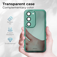 Load image into Gallery viewer, Moozy LumiCase Phone case for samsung S23 Transparent, Case for samsung s23 shockproof, TPU Cover for galaxy s23 with Camera Lens Protector, Case for samsung galaxy s23, Green
