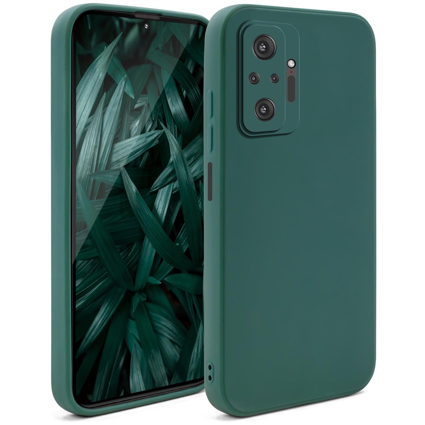 Moozy Minimalist Series Silicone Case for Xiaomi Redmi Note 10 Pro and Note 10 Pro Max, Dark Green - Matte Finish Lightweight Mobile Phone Case Slim Soft Protective TPU Cover with Matte Surface