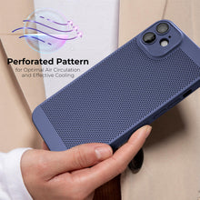 Afbeelding in Gallery-weergave laden, Moozy VentiGuard Phone Case for iPhone 11, Blue, 6.1-inch - Breathable Cover with Perforated Pattern for Air Circulation, Ventilation, Anti-Overheating Phone Case
