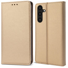 Carica l&#39;immagine nel visualizzatore di Gallery, Moozy Flip Case for Samsung A54 5G, Gold - Flip Phone Case with Card Holder and Stand, Flip Cover with Pattern, Credit Card Slots, Magnetic Wallet Case
