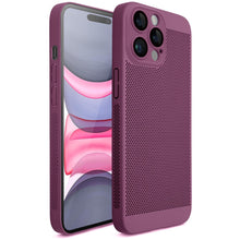 Cargar imagen en el visor de la galería, Moozy VentiGuard Phone Case for iphone 14 pro, 6.1-inch, Breathable Cover for iphone 14 pro with Perforated Pattern for Air Circulation, Hard case for iphone 14 pro, Purple
