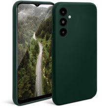 Load image into Gallery viewer, Moozy Minimalist Series Silicone Case for Samsung A14, Midnight Green - Matte Finish Lightweight Mobile Phone Case Slim Soft Protective TPU Cover with Matte Surface
