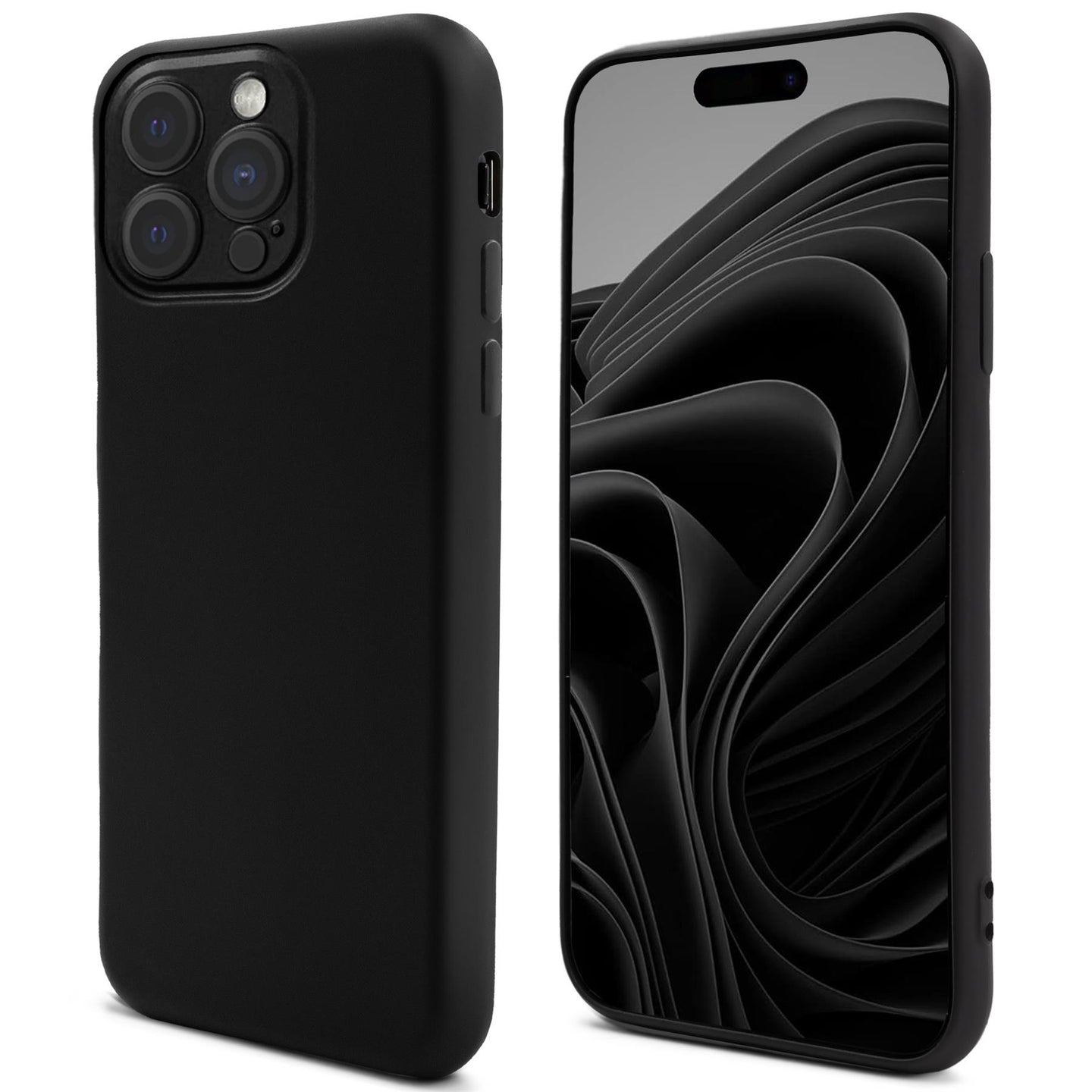 Moozy Lifestyle. Silicone Phone Case for iPhone 15 Pro Max, 6.7-inch, Liquid Silicone Shockproof Bumper Cover with Matte Finish and Soft Microfiber Lining, Premium Silicone Case, Black