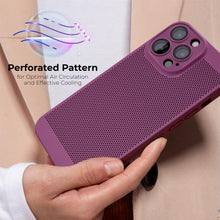 Load image into Gallery viewer, Moozy VentiGuard Phone Case for iphone 14 pro, 6.1-inch, Breathable Cover for iphone 14 pro with Perforated Pattern for Air Circulation, Hard case for iphone 14 pro, Purple

