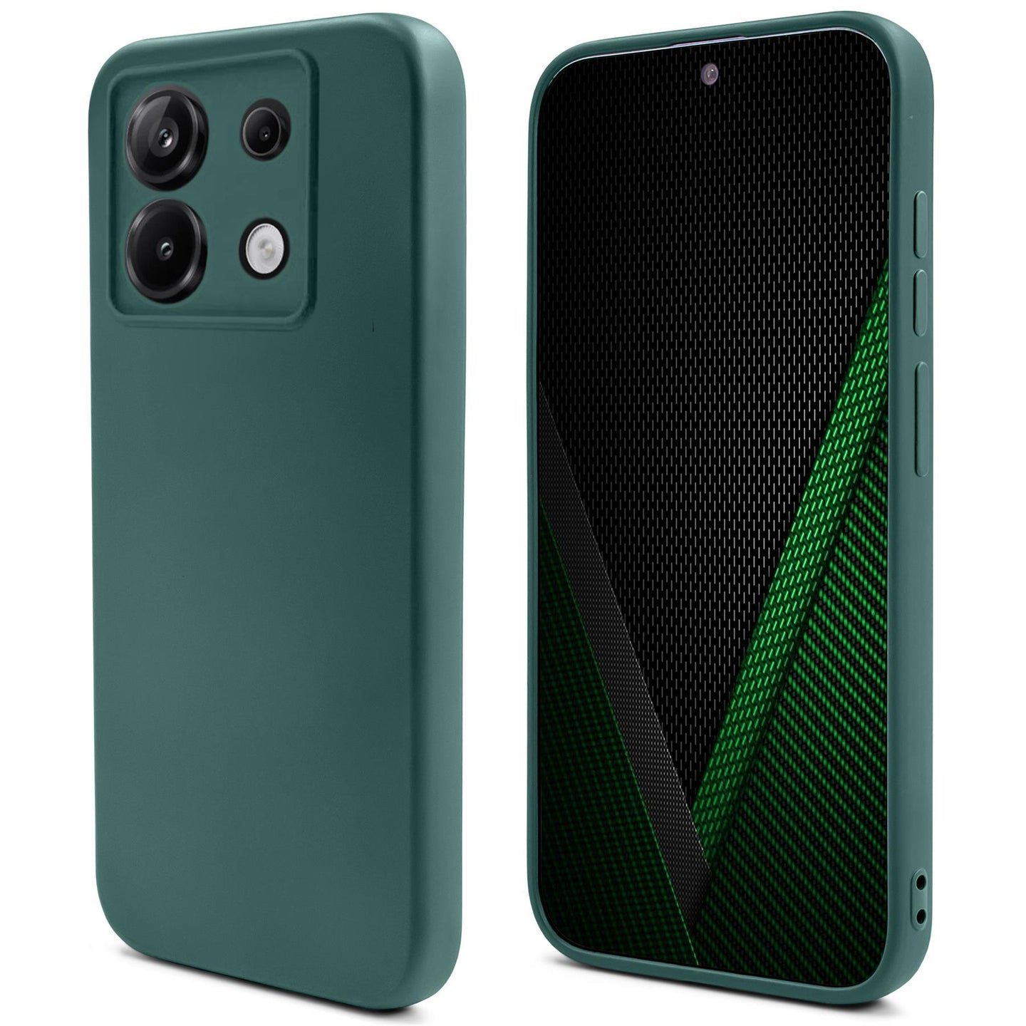 Moozy Lifestyle. Silicone Case for Xiaomi Redmi Note 13 Pro 5G and Poco X6, Dark Green - Liquid Silicone Lightweight Cover with Matte Finish and Soft Microfiber Lining, Premium Silicone Case