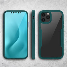 Cargar imagen en el visor de la galería, Moozy 360 Case for iPhone 12 / 12 Pro - Green Rim Transparent Case, Full Body Double-sided Protection, Cover with Built-in Screen Protector
