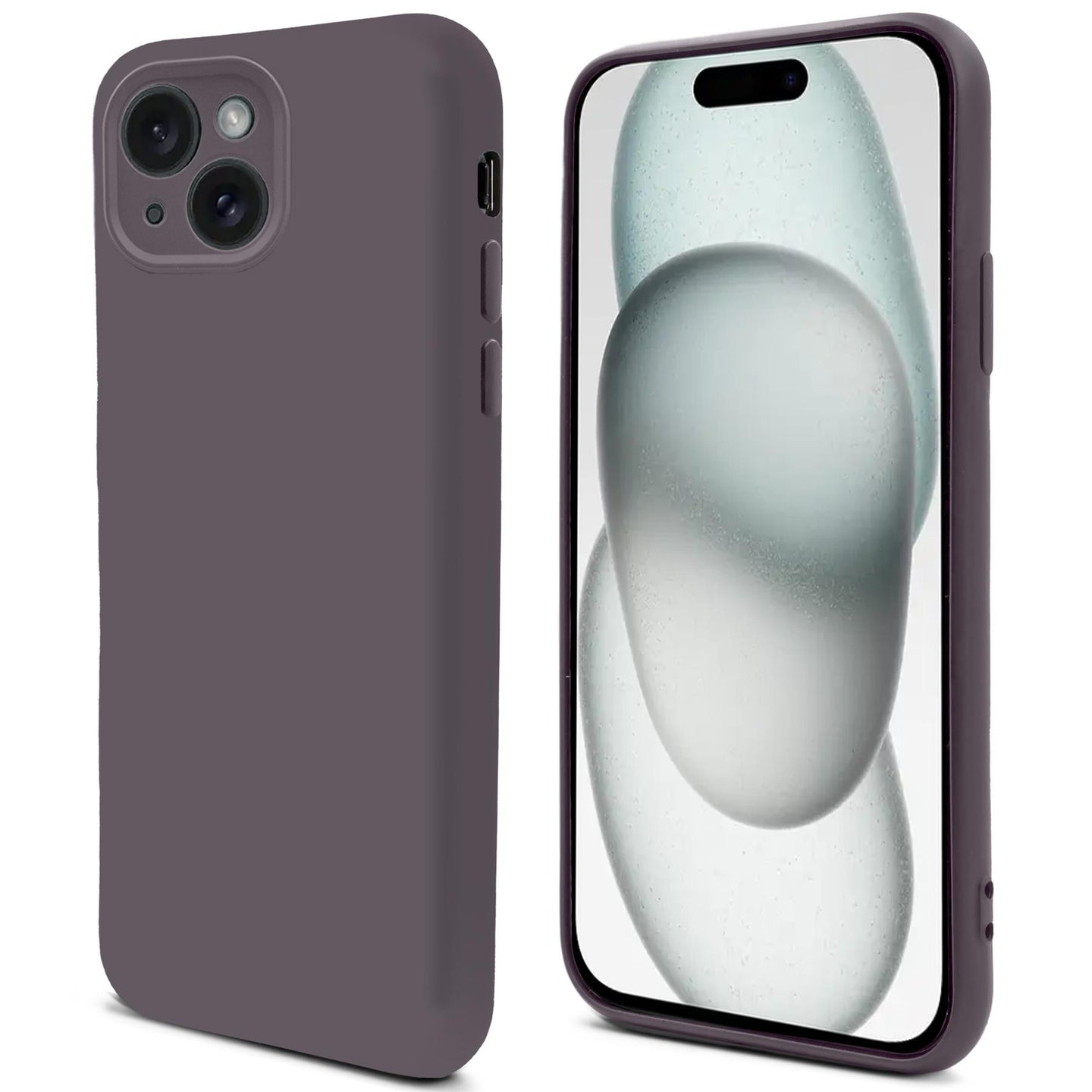 Moozy Lifestyle. Silicone Phone Case for iPhone 15, 6.1-inch, Liquid Silicone Lightweight  Cover for iphone 15 with Matte Finish and Soft Microfiber Lining, Premium shockproof Case, Dark Grey