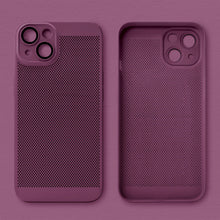 Afbeelding in Gallery-weergave laden, Moozy VentiGuard Phone Case for iPhone 15, Purple, 6.1-inch - Breathable Cover with Perforated Pattern for Air Circulation, Ventilation, Anti-Overheating Phone Case
