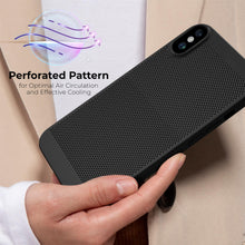 Lade das Bild in den Galerie-Viewer, Moozy VentiGuard Phone Case for iPhone X / XS, Black, 5.8-inch - Breathable Cover with Perforated Pattern for Air Circulation, Ventilation, Anti-Overheating Phone Case
