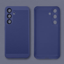 Załaduj obraz do przeglądarki galerii, Moozy VentiGuard Phone Case for Samsung S24, Blue - Breathable Cover with Perforated Pattern for Air Circulation, Ventilation, Anti-Overheating Phone Case
