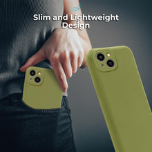 Załaduj obraz do przeglądarki galerii, Moozy Lifestyle. Premium Silicone Phone Case for iPhone 14, 6.1-inch, Liquid Silicone Lightweight cover for i phone 14 with Matte Finish and Soft Microfiber Lining, Olive green
