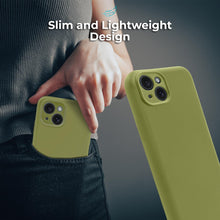 Afbeelding in Gallery-weergave laden, Moozy Lifestyle. Silicone Phone Case for iPhone 15, 6.1-inch, Liquid Silicone Lightweight  Cover for iphone 15 with Matte Finish and Soft Microfiber Lining, Premium shockproof Case, Olive green
