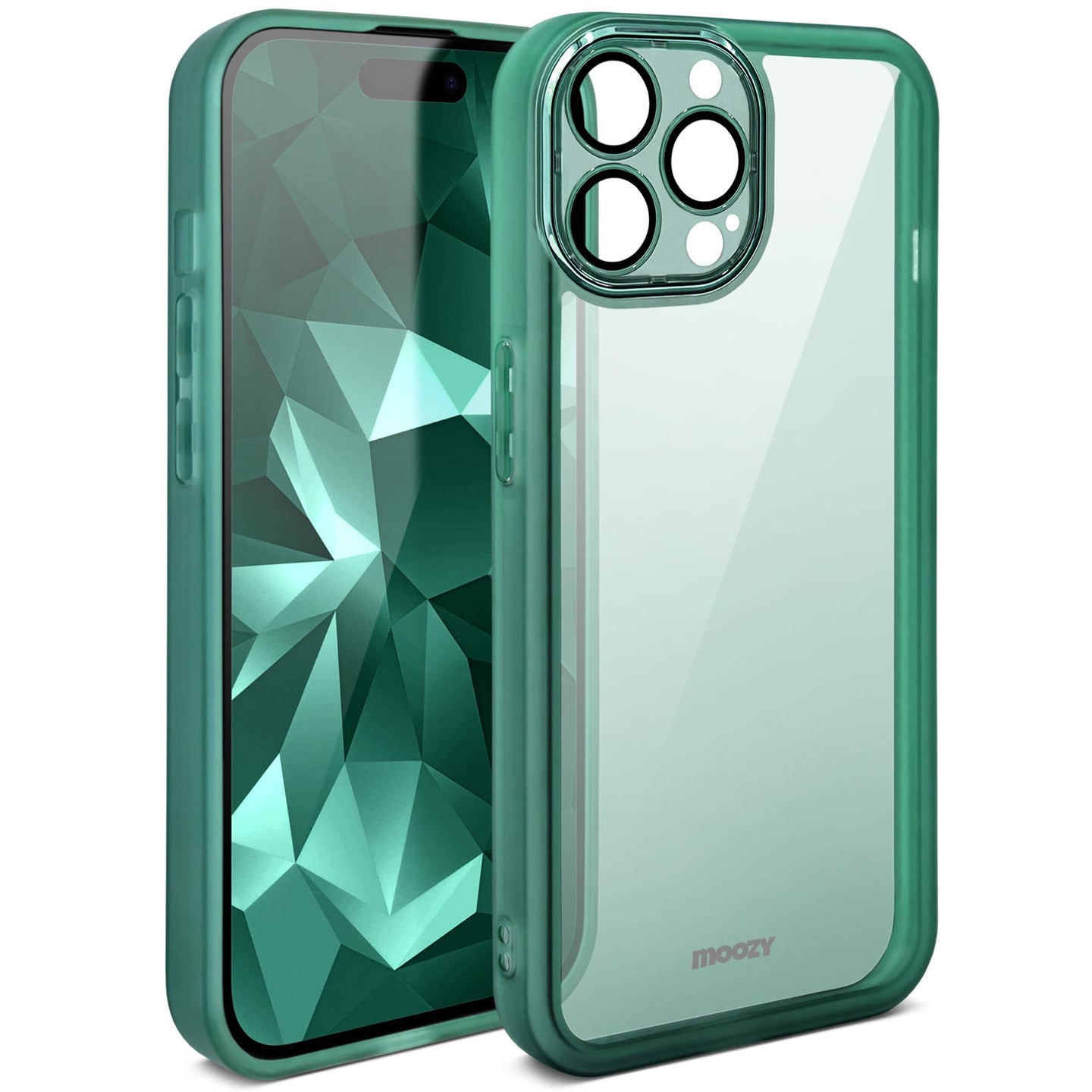 Moozy LumiCase phone case for iphone 15 Pro Max, 6.7-inch, Cover for iphone 15 pro max case clear, Cover for iphone 15 pro max case shockproof, Case for iphone 15 Pro Max with Camera protection, Green