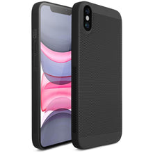 Carica l&#39;immagine nel visualizzatore di Gallery, Moozy VentiGuard Phone Case for iPhone X / XS, Black, 5.8-inch - Breathable Cover with Perforated Pattern for Air Circulation, Ventilation, Anti-Overheating Phone Case
