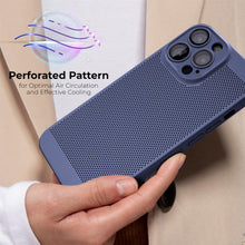 Lade das Bild in den Galerie-Viewer, Moozy VentiGuard Phone Case for iphone 15 pro max, Breathable phone case for iphone 15 pro max with Perforated Pattern for Air Circulation, Case for iphone 15 pro max shockproof, Blue
