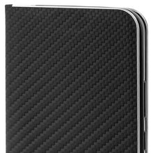 Afbeelding in Gallery-weergave laden, Moozy Wallet Phone Case for Xiaomi 14T Pro 5G, Carbon - Flip Case with Metallic Border Design Magnetic Closure Flip Cover for Xiaomi 14T Pro with Card Holder and Kickstand Function, Black
