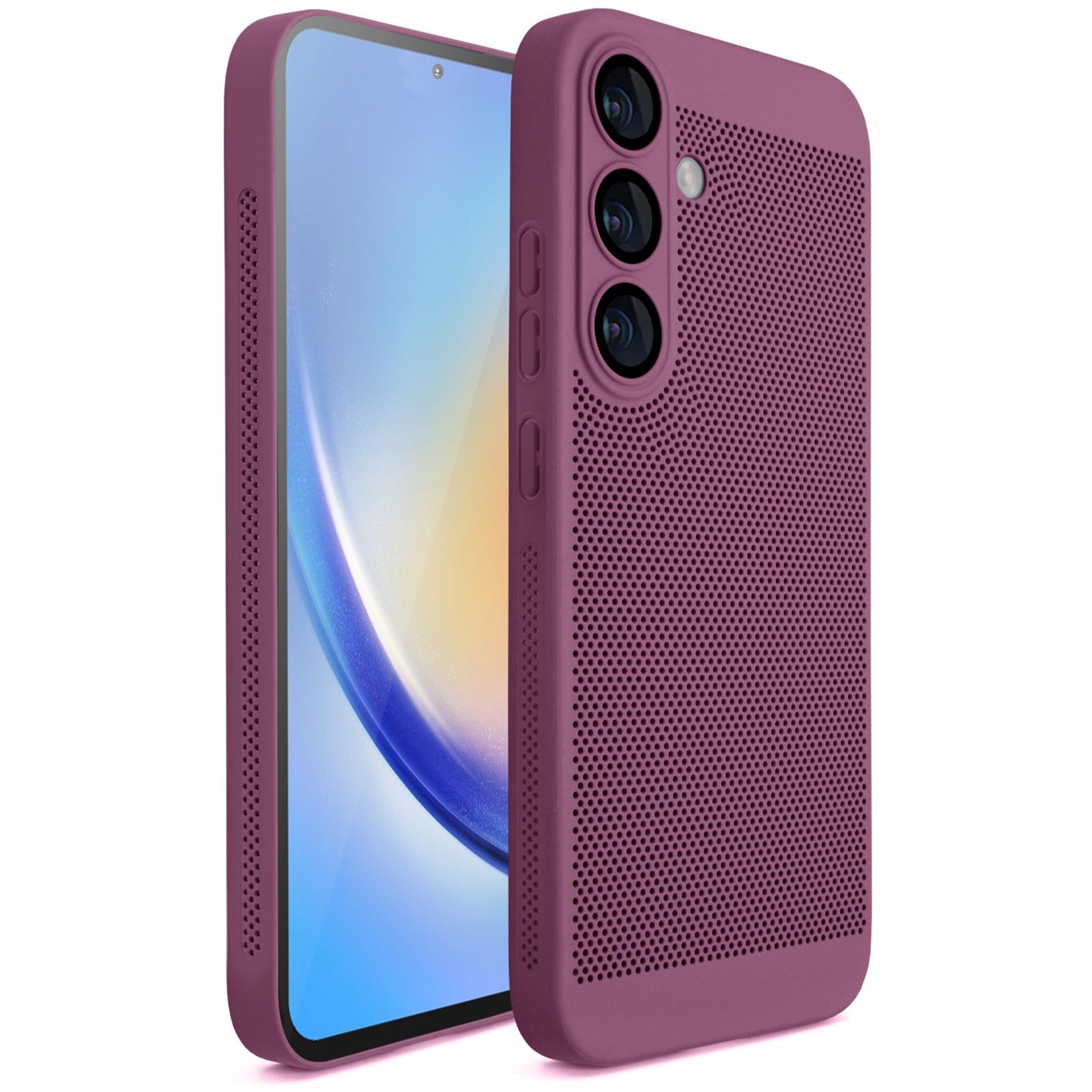 Moozy VentiGuard Phone Case for Samsung S24, Purple - Breathable Cover with Perforated Pattern for Air Circulation, Ventilation, Anti-Overheating Phone Case