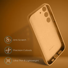 Afbeelding in Gallery-weergave laden, Moozy Lifestyle. Liquid Silicone Phone Case for Samsung galaxy S23 5G, Liquid Silicone Lightweight Cover for samsung S23 with Matte Finish and Soft Microfiber Lining, Caramel
