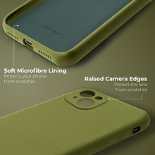 Afbeelding in Gallery-weergave laden, Moozy Lifestyle. Silicone Phone Case for iPhone 15, 6.1-inch, Liquid Silicone Lightweight  Cover for iphone 15 with Matte Finish and Soft Microfiber Lining, Premium shockproof Case, Olive green
