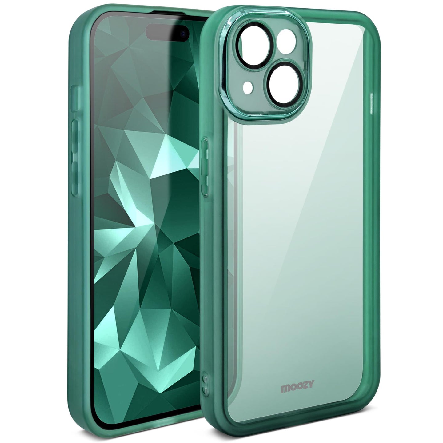 Moozy LumiCase phone case for iphone 13 / 14, 6.1-inch, Shockproof Bumper Cover for iphone 13 / 14, Anti-Scratch Clear Phone Case for iphone 13 / 14, Camera protection cover for iphone 13 / 14, Green