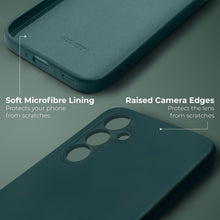 Carica l&#39;immagine nel visualizzatore di Gallery, Moozy Lifestyle. Silicone Case for Samsung A34 5G, Dark Green - Liquid Silicone Lightweight Cover with Matte Finish and Soft Microfiber Lining, Premium Silicone Case
