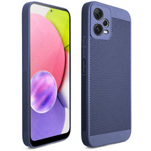 Ladda upp bild till gallerivisning, Moozy VentiGuard Phone Case for Xiaomi Redmi Note 12, Blue - Breathable Cover with Perforated Pattern for Air Circulation, Ventilation, Anti-Overheating Phone Case

