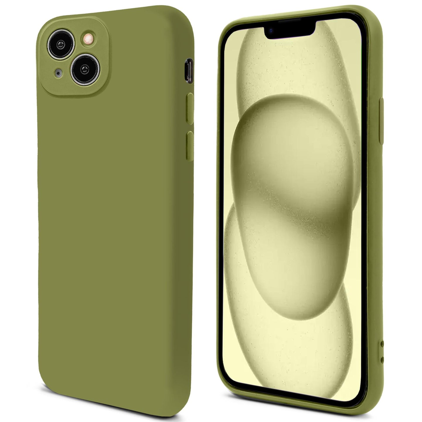 Moozy Lifestyle. Premium Silicone Phone Case for iPhone 14, 6.1-inch, Liquid Silicone Lightweight cover for i phone 14 with Matte Finish and Soft Microfiber Lining, Olive green