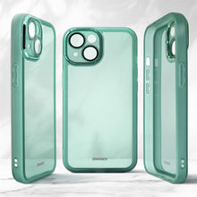 Load image into Gallery viewer, Moozy LumiCase phone case for iPhone 15, 6.1-inch Transparent Green Soft TPU Cover with Camera Lens Protector
