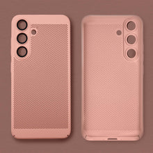 Afbeelding in Gallery-weergave laden, Moozy VentiGuard Phone Case for Samsung S24, Pastel Pink - Breathable Cover with Perforated Pattern for Air Circulation, Ventilation, Anti-Overheating Phone Case
