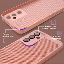 Afbeelding in Gallery-weergave laden, Moozy VentiGuard Phone Case for Samsung A54 5G, Pastel Pink - Breathable Cover with Perforated Pattern for Air Circulation, Ventilation, Anti-Overheating Phone Case
