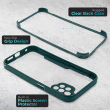 Cargar imagen en el visor de la galería, Moozy 360 Case for Samsung A13 - Green Rim Transparent Case, Full Body Double-sided Protection, Cover with Built-in Screen Protector
