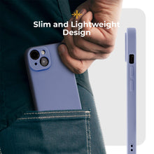 Lade das Bild in den Galerie-Viewer, Moozy Minimalist Series Silicone Case for iPhone 14, Blue Grey - Matte Finish Lightweight Mobile Phone Case Slim Soft Protective TPU Cover with Matte Surface
