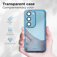 Carica l&#39;immagine nel visualizzatore di Gallery, Moozy LumiCase Phone case for samsung S23 Transparent, Case for samsung s23 shockproof, TPU Cover for galaxy s23 with Camera Lens Protector, Case for samsung galaxy s23, Blue
