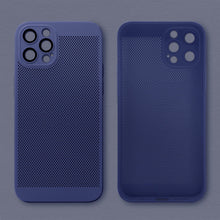 Charger l&#39;image dans la galerie, Moozy VentiGuard Phone Case for iPhone 12 Pro, Blue, 6.1-inch - Breathable Cover with Perforated Pattern for Air Circulation, Ventilation, Anti-Overheating Phone Case
