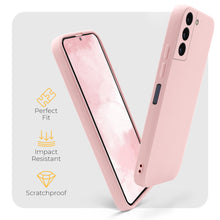 Charger l&#39;image dans la galerie, Moozy Minimalist Series Silicone Phone Case for Samsung Galaxy S22 5G, Matte Finish Lightweight Mobile Phone Case Slim Soft Protective Shockproof TPU Cover with Matte Surface, Light Pink
