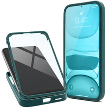 Load image into Gallery viewer, Moozy 360 Case for Xiaomi 12T and 12T Pro - Green Rim Transparent Case, Full Body Double-sided Protection, Cover with Built-in Screen Protector
