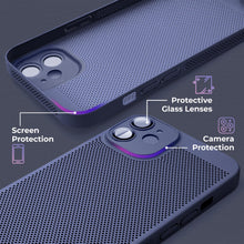 Cargar imagen en el visor de la galería, Moozy VentiGuard Phone Case for iPhone 11, Blue, 6.1-inch - Breathable Cover with Perforated Pattern for Air Circulation, Ventilation, Anti-Overheating Phone Case
