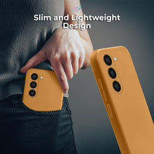 Afbeelding in Gallery-weergave laden, Moozy Lifestyle. Liquid Silicone Phone Case for Samsung galaxy S23 5G, Liquid Silicone Lightweight Cover for samsung S23 with Matte Finish and Soft Microfiber Lining, Caramel
