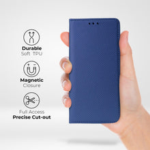 Załaduj obraz do przeglądarki galerii, Moozy Flip Case for Samsung A54 5G, Dark Blue - Flip Phone Case with Card Holder and Stand, Flip Cover with Pattern, Credit Card Slots, Magnetic Wallet Case
