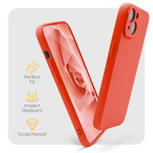 Ladda upp bild till gallerivisning, Moozy Minimalist Series Silicone Case for iPhone 14, Red - Matte Finish Lightweight Mobile Phone Case Slim Soft Protective TPU Cover with Matte Surface
